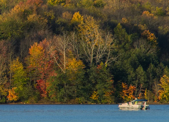 a boat on a lake in butler country Pennsylvania